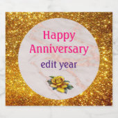 ラグジュアリーバラピンク赤面グリッターマーブルカスタマイズ スパークリングワインラベル (シングルラベル)