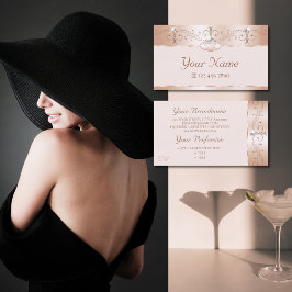 ラグジュアリーバラ華美コーラルスパークルダイヤモンドモノグラム 名刺