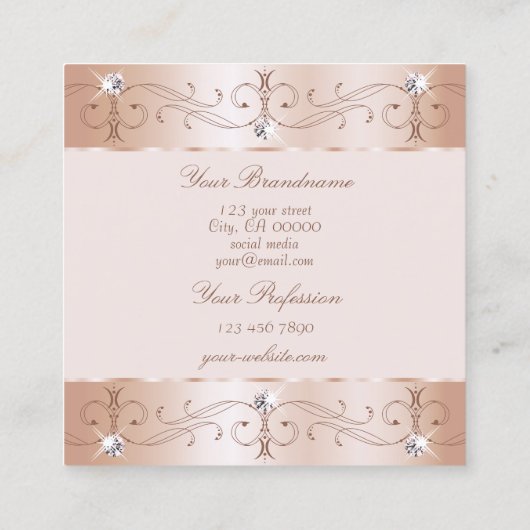 ラグジュアリーバラ華美金ゴールドオーナメントアドフォトラックス スクエア名刺 (裏面)