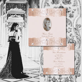 ラグジュアリーバラ華美金ゴールドオーナメントアドフォトラックス スクエア名刺