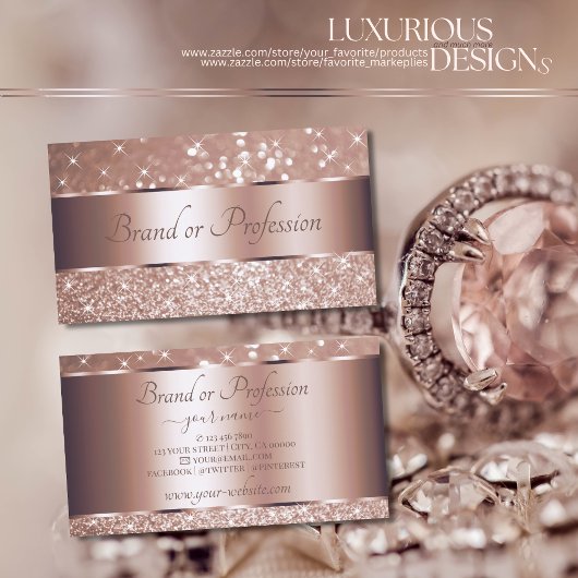 ラグジュアリーバラ金ゴールドきらめくグリッタースタエレガントーズ 名刺