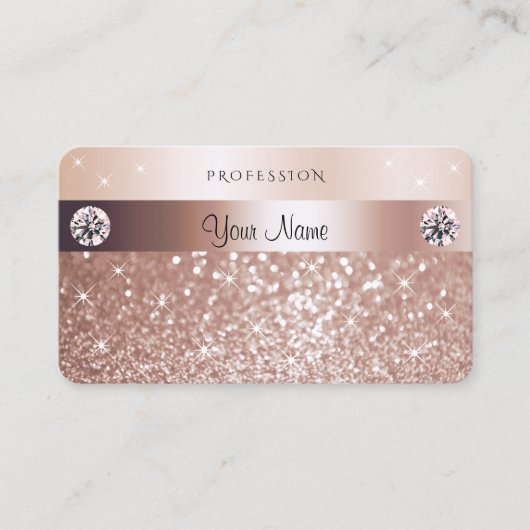 ラグジュアリーバラ金ゴールドきらめくグリッタースターズダイヤモンド 名刺 (正面)