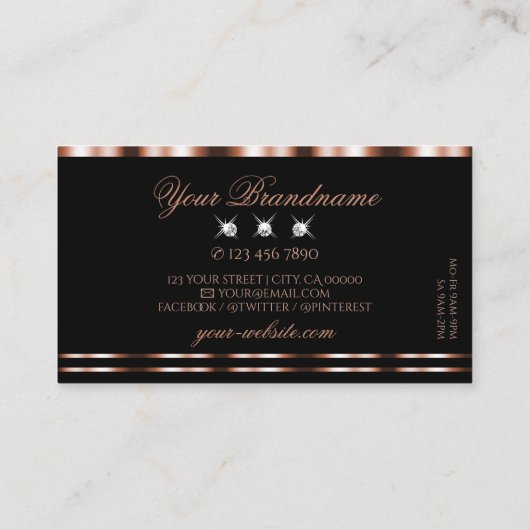 ラグジュアリーバラ金ゴールドきらめくブラックダイアモンズグラマー 名刺 (裏面)