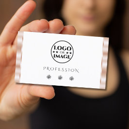 ラグジュアリーバラ金ゴールドきらめくホワイトジュエリーとロゴ 名刺