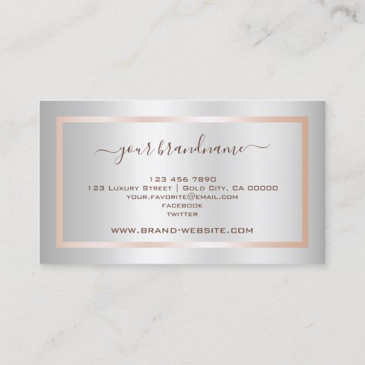 ラグジュアリーバラ金ゴールドとシルバーきらめくダイヤモンド 名刺 (裏面)