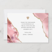 ラグジュアリーバラ金ゴールドアゲートグリッター結婚写真 サンキューカード (裏面)