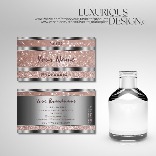 ラグジュアリーバラ金ゴールドグリッタースターズシルバーオプティクス 名刺