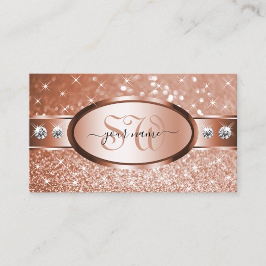 ラグジュアリーバラ金ゴールドグリッタースターズダイヤモンドモノグラム 名刺 (正面)