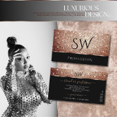 ラグジュアリーバラ金ゴールドグリッタースターズブラックイニシャル 名刺