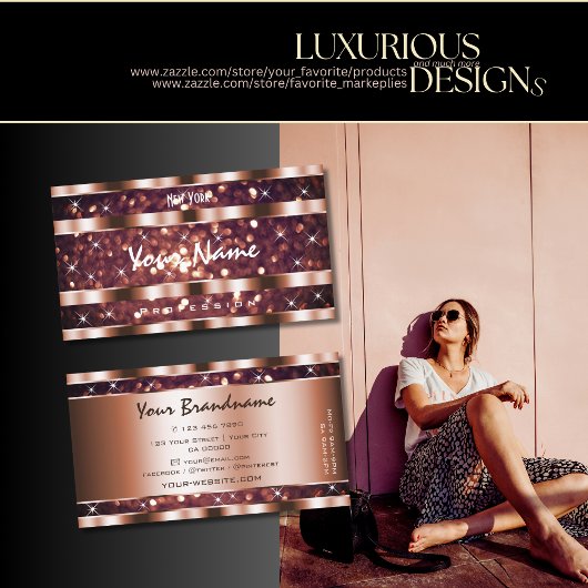 ラグジュアリーバラ金ゴールドグリッタースパークルスタークオリティ 名刺