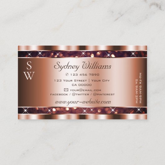 ラグジュアリーバラ金ゴールドグリッタースパークルスターズモノグラム 名刺 (裏面)