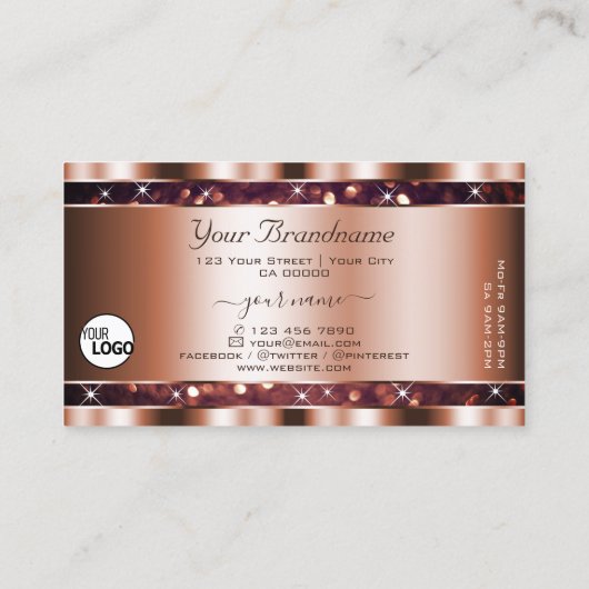 ラグジュアリーバラ金ゴールドグリッタースパークルスター追加ロゴ 名刺 (裏面)