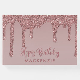 ラグジュアリーバラ金ゴールドグリッタードリップ誕生日 ゲストブック