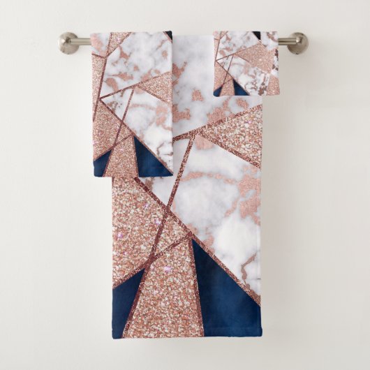 ラグジュアリーバラ金ゴールドグリッター幾何大理石 バスタオルセット (インサイチュ)