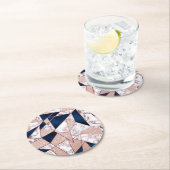 ラグジュアリーバラ金ゴールドグリッター幾何大理石 ラウンドペーパーコースター (インサイチュ)