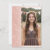 ラグジュアリーバラ金ゴールドグリッター赤面ピンクスウィート16 招待状 (裏面)