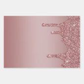 ラグジュアリーバラ金ゴールドスパークルグラムグリッタードリップ ラッピングペーパーシート (正面3)