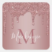 ラグジュアリーバラ金ゴールドスパークルグリッタードリップスモノグラム スクエアシール (正面)