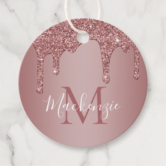 ラグジュアリーバラ金ゴールドスパークルグリッタードリップスモノグラム フェイバータグ (正面)