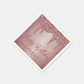 ラグジュアリーバラ金ゴールドスパークルグリッタードリップス誕生日 スタンダードカクテルナプキン (角)