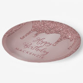 ラグジュアリーバラ金ゴールドスパークルグリッタードリップス誕生日 ペーパープレート (アングル)