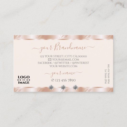 ラグジュアリーバラ金ゴールドスパークルジュエリーアドロゴラグジュアリーグラム 名刺 (裏面)