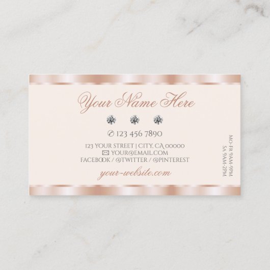 ラグジュアリーバラ金ゴールドスパークルジュエリースタイリッシュズラグジュアリーグラム 名刺 (裏面)