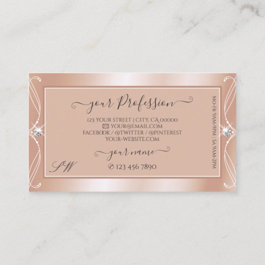 ラグジュアリーバラ金ゴールドスパークルダイアモンズモノグラム華美 名刺 (裏面)