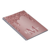 ラグジュアリーバラ金ゴールドドリッピンググリッターモノグラムレシピ ノートブック (右側)