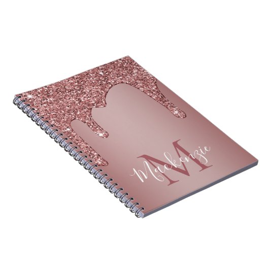 ラグジュアリーバラ金ゴールドドリッピンググリッターモノグラムレシピ ノートブック (右側)
