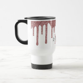 ラグジュアリーバラ金ゴールドドリッピンググリッターモノグラム トラベルマグ