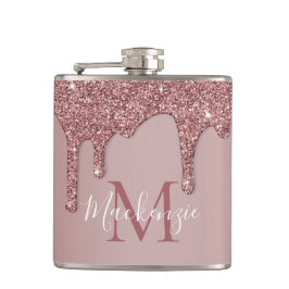 ラグジュアリーバラ金ゴールドドリッピンググリッターモノグラム フラスク