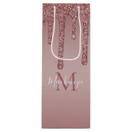 ラグジュアリーバラ金ゴールドドリッピンググリッターモノグラム ワインギフトバッグ