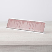 ラグジュアリーバラ金ゴールドドリッピンググリッター デスクネームプレート (正面)