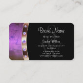ラグジュアリーバラ金ゴールドパープルブラックイニシャルラインストーンズ 名刺 (裏面)