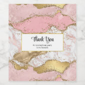 ラグジュアリーバラ金ゴールドピンクマーブルデザインサンキュー ワインラベル (シングルラベル)