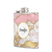ラグジュアリーバラ金ゴールドピンクマーブルデザインモノグラム フラスク (左)