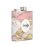 ラグジュアリーバラ金ゴールドピンクマーブルデザインモノグラム フラスク (右)