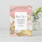 ラグジュアリーバラ金ゴールドピンクマーブルデザイン結婚ズ サンキューカード (スタンド正面)