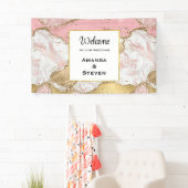 ラグジュアリーバラ金ゴールドピンクマーブルデザイン結婚ズ 横断幕 (インサイチュ)