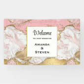 ラグジュアリーバラ金ゴールドピンクマーブルデザイン結婚ズ 横断幕 (横)