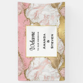 ラグジュアリーバラ金ゴールドピンクマーブルデザイン結婚ズ 横断幕 (縦)