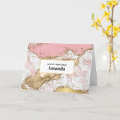 ラグジュアリーバラ金ゴールドピンクマーブルデザイン誕生日 カード (黄色い花)