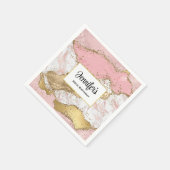 ラグジュアリーバラ金ゴールドピンクマーブルデザイン誕生日 スタンダードカクテルナプキン (角)