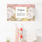 ラグジュアリーバラ金ゴールドピンクマーブルデザイン誕生日 横断幕 (インサイチュ)