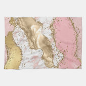 ラグジュアリーバラ金ゴールドピンクマーブルデザイン キッチンタオル (横)