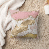 ラグジュアリーバラ金ゴールドピンクマーブルデザイン クッション (ブランケット)