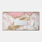 ラグジュアリーバラ金ゴールドピンクマーブルデザイン デスクマット (キーボード&マウス)