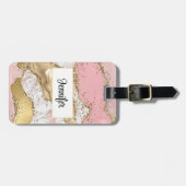 ラグジュアリーバラ金ゴールドピンクマーブルデザイン ラゲッジタグ (正面横)