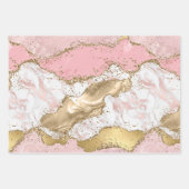 ラグジュアリーバラ金ゴールドピンクマーブルデザイン ラッピングペーパーシート (正面)